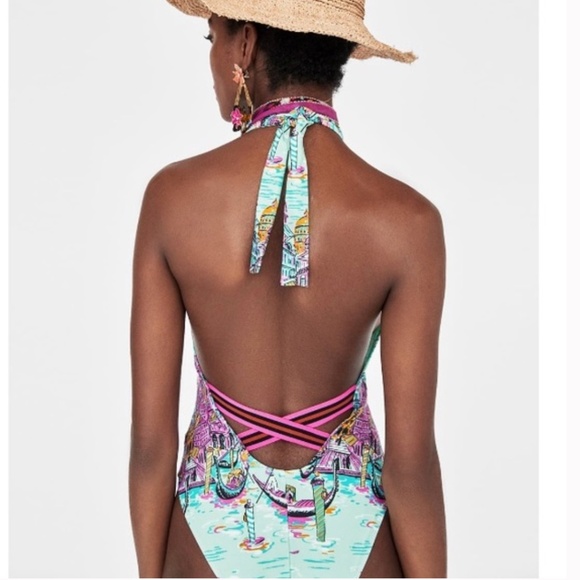 Zara Gondola print one piece swimsuit is nwt size Small S - Picture 3 of 5